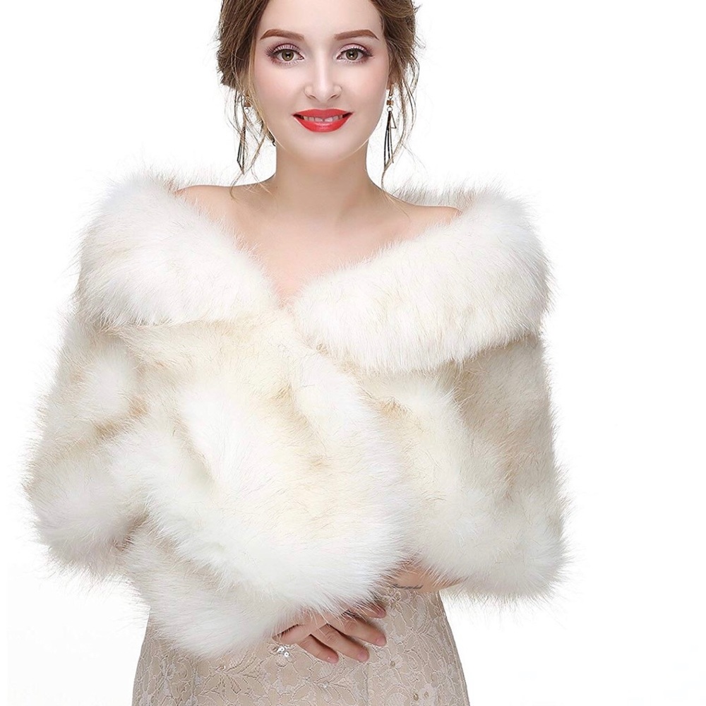 Faux Fur Bridal Shawl